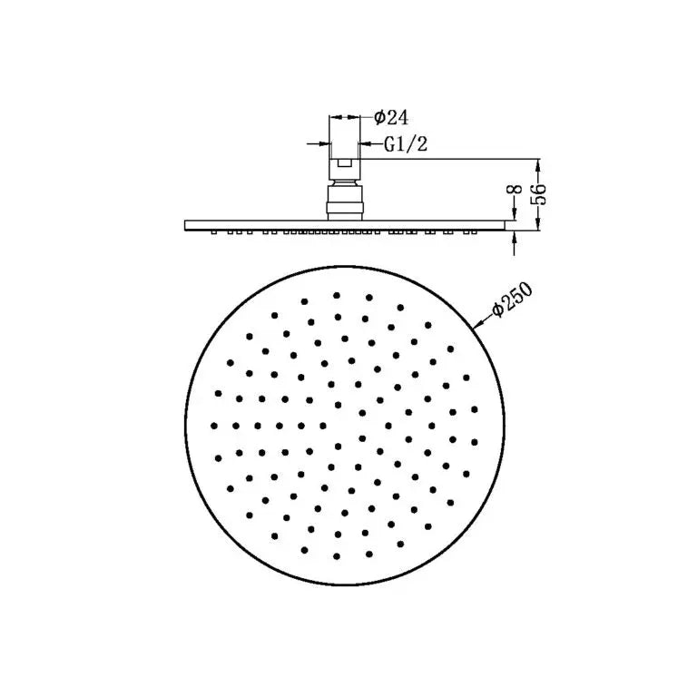 Last one - NERO 250MM ROUND SHOWER HEAD BRUSHED NICKEL Nero tapware