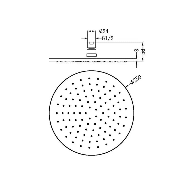 Last one - NERO 250MM ROUND SHOWER HEAD BRUSHED NICKEL Nero tapware