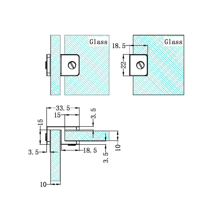 Over-Panel Glass To Glass Fitting 10mm Glass Nero tapware