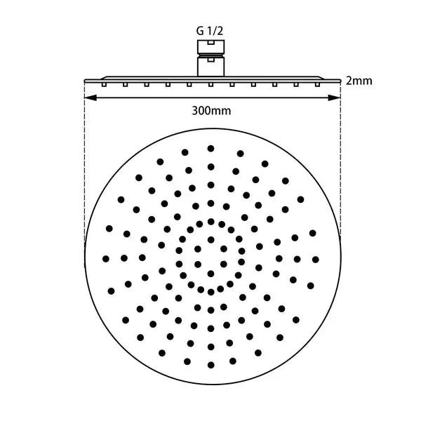 Last Two - Aquaperla 300mm Black Super-slim Round Rainfall Shower Head Aquaperla