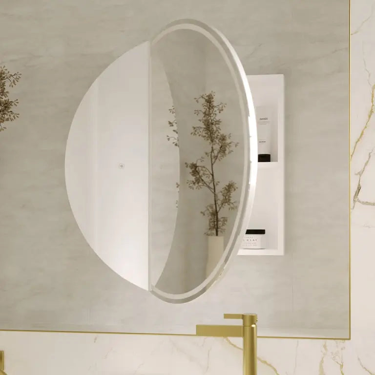 Round Split LED Mirror Cabinet Fienza