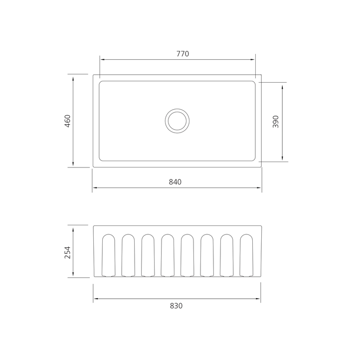 Sicily Fireclay Farmhouse Counter Top or Undermount Sink, White Oliveri