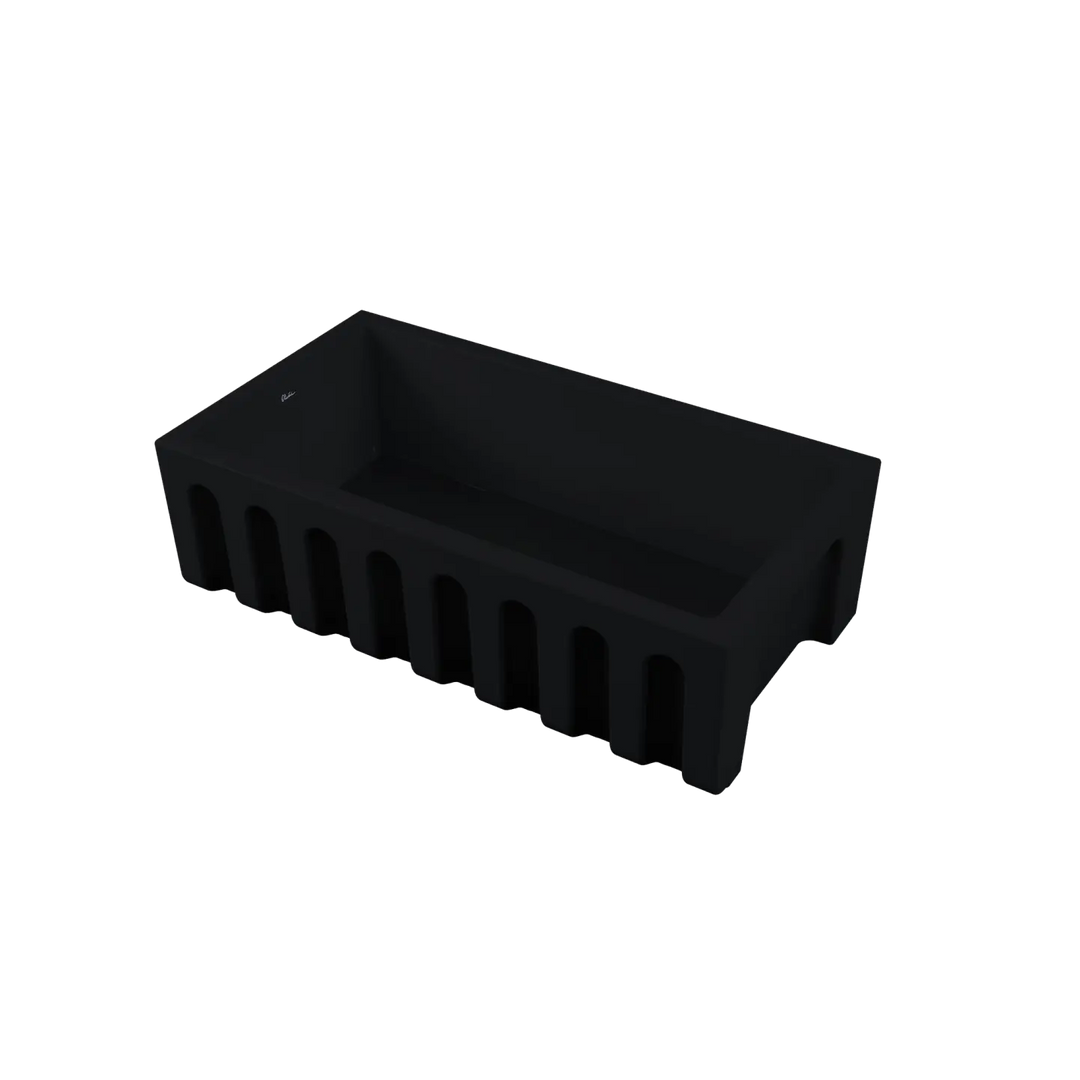 Sicily Fireclay Farmhouse Counter Top or Undermount Sink, Matte Black Oliveri