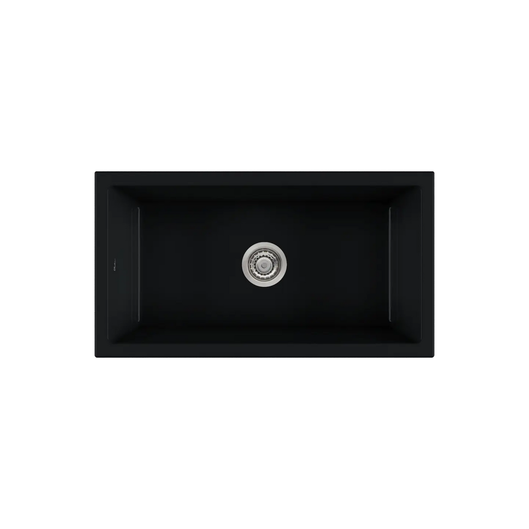 Sicily Fireclay Farmhouse Counter Top or Undermount Sink, Matte Black Oliveri
