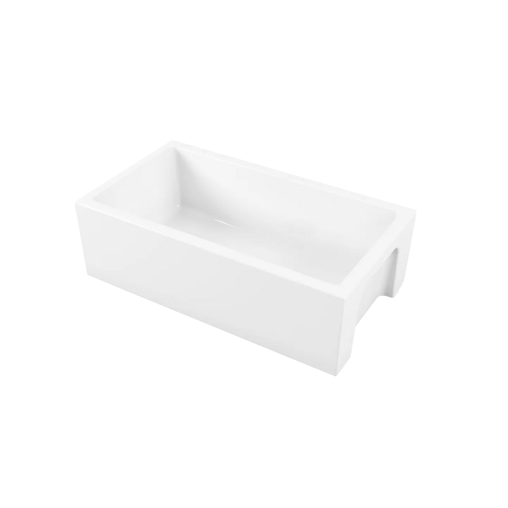 Sicily Fireclay Farmhouse Counter Top or Undermount Sink, White Oliveri