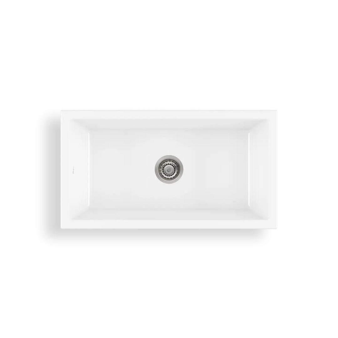 Sicily Fireclay Farmhouse Counter Top or Undermount Sink, White Oliveri