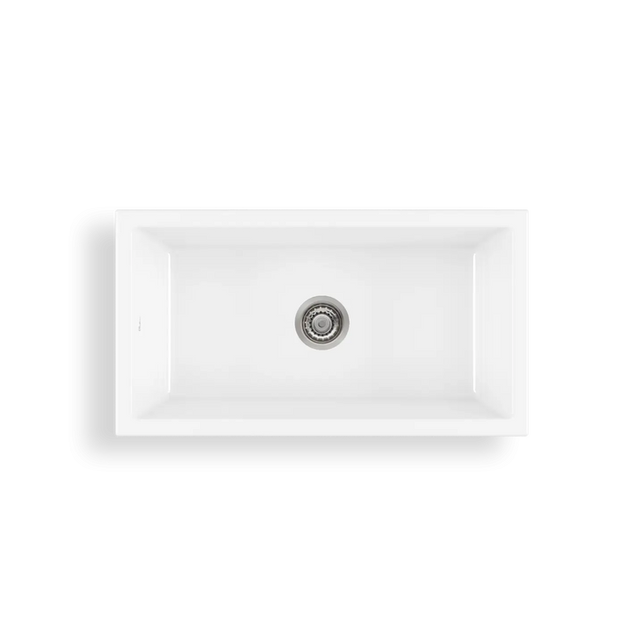 Sicily Fireclay Farmhouse Counter Top or Undermount Sink, White Oliveri