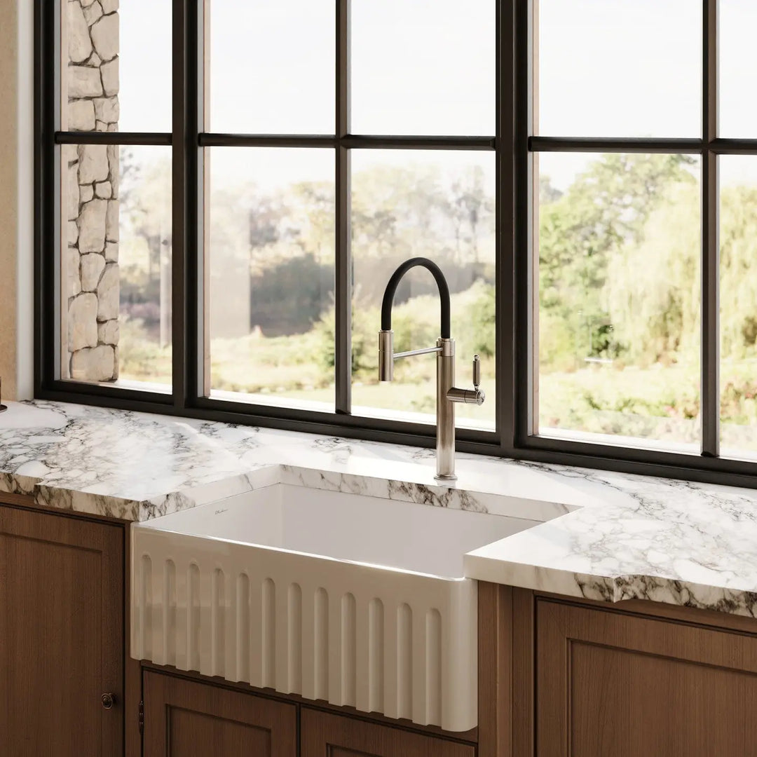 Sicily White Fireclay Farmhouse Undermount Sink Oliveri