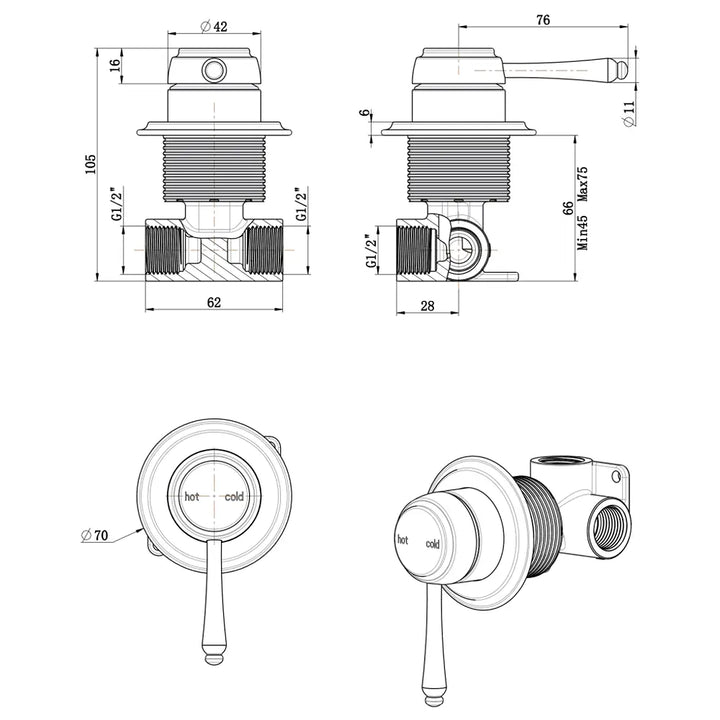 Mica Heritage Shower Mixer TRIM KIT ONLY Bella Vista
