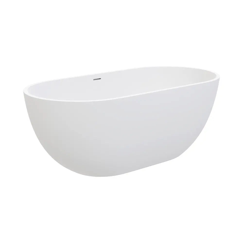 NERO Matte White Freestanding Stone Bath 1400, 1550, 1780mm with overflow Fienza