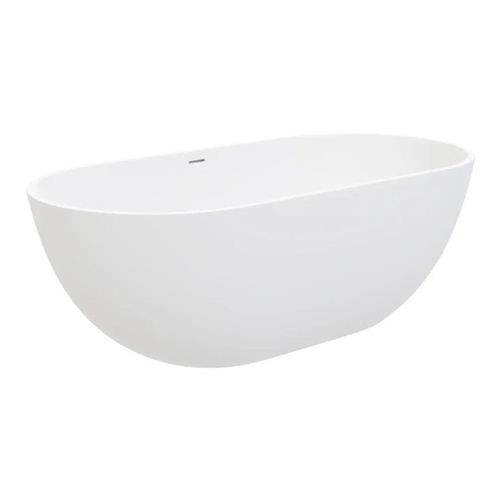NERO Matte White Freestanding Stone Bath 1400, 1550, 1780mm with overflow Fienza