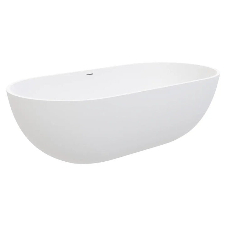 NERO Matte White Freestanding Stone Bath 1400, 1550, 1780mm with overflow Fienza