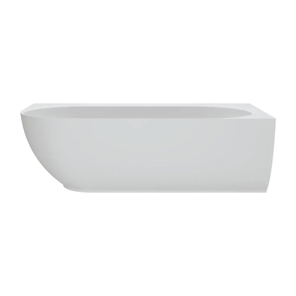 Matta Solid Surface Corner Bath Matte White, 1700mm with overflow Fienza