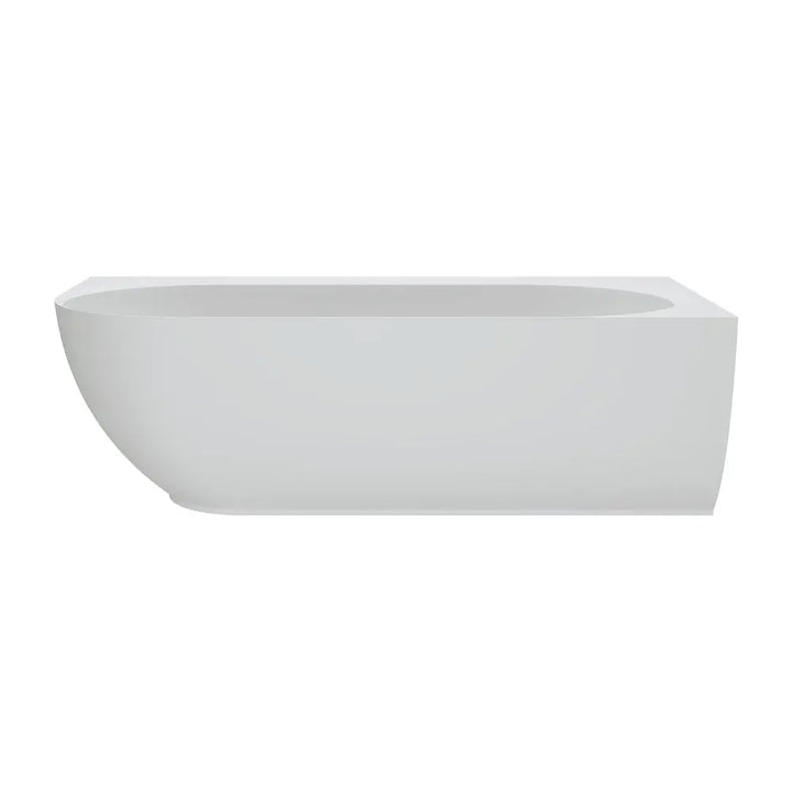 Matta Solid Surface Corner Bath Matte White, 1700mm with overflow Fienza