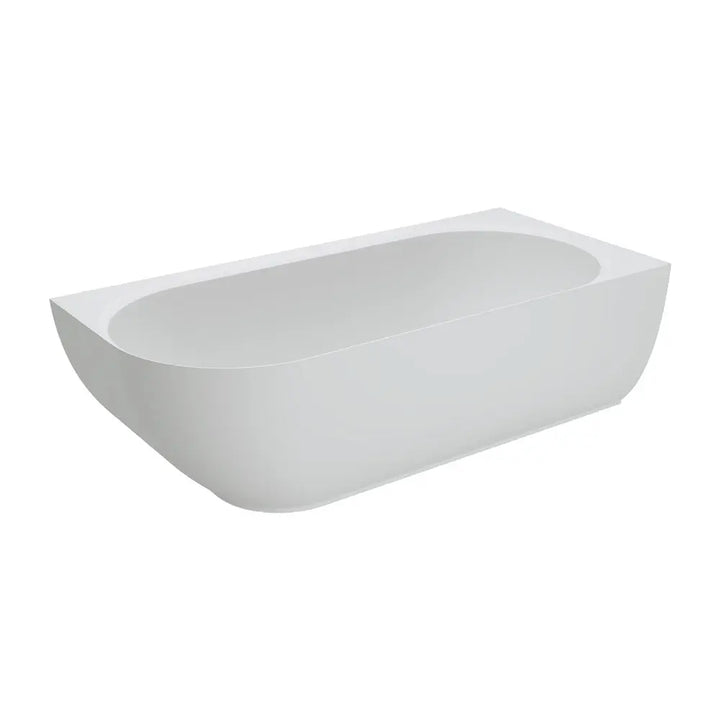 Matta Solid Surface Corner Bath Matte White, 1700mm with overflow Fienza