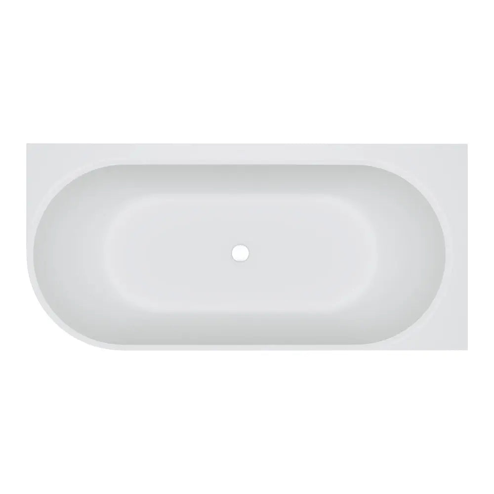 Matta Solid Surface Corner Bath Matte White, 1700mm with overflow Fienza