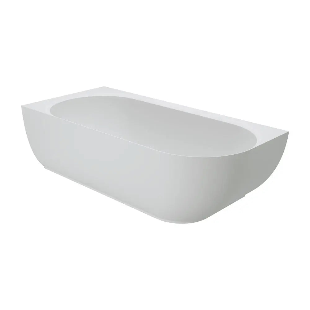 Matta Solid Surface Corner Bath Matte White, 1700mm with overflow Fienza