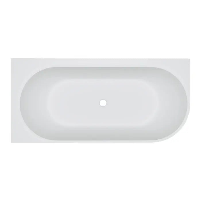 Matta Solid Surface Corner Bath Matte White, 1700mm with overflow Fienza