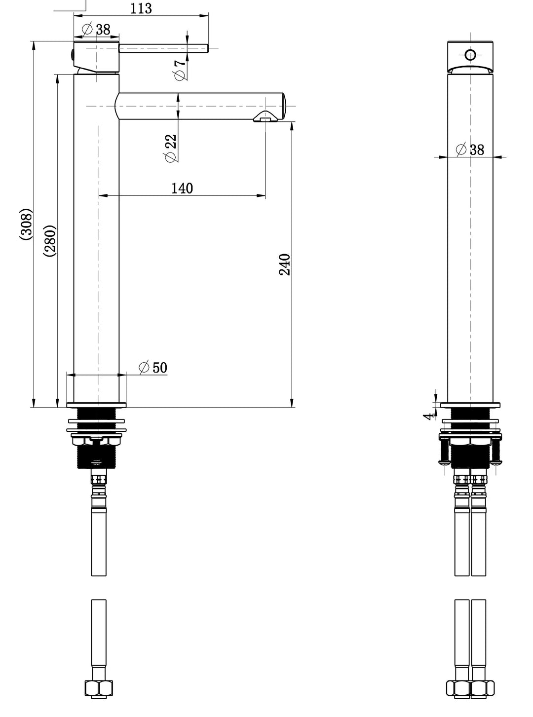 Nora High Rise Basin Mixer Modern National