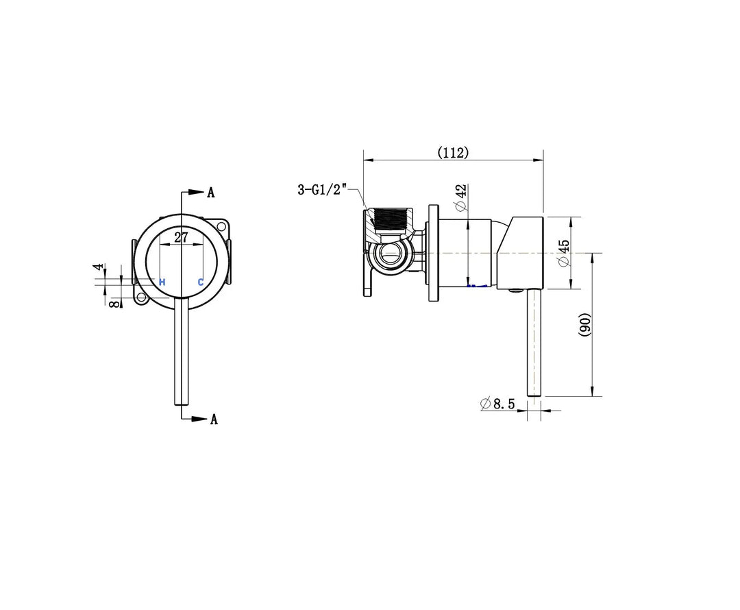 Nora Wall / Shower Mixer 60mm backplate Modern National