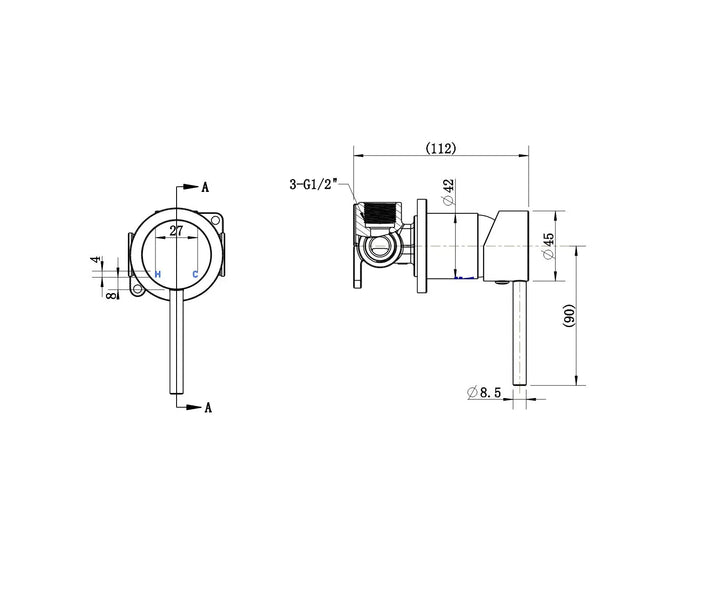 Nora Wall / Shower Mixer 60mm backplate Modern National
