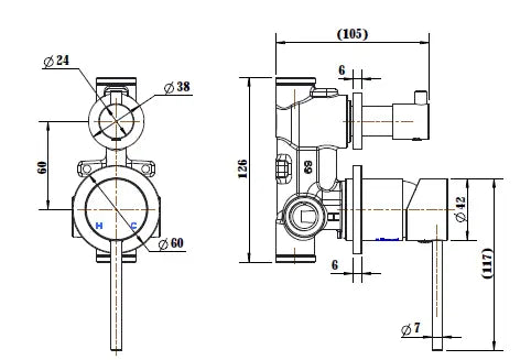 Nora Shower Diverter Mixer Small Backplate Modern National