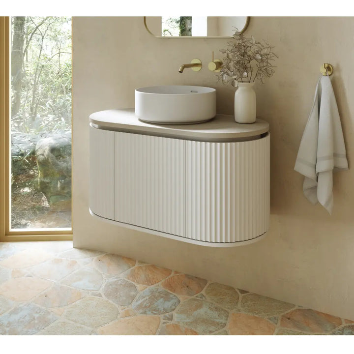 Empire Pill Satin White Wall Hung Vanity Fienza