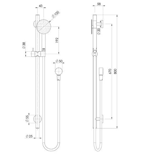 Vivid Slimline SS 316 Rail Shower Phoenix