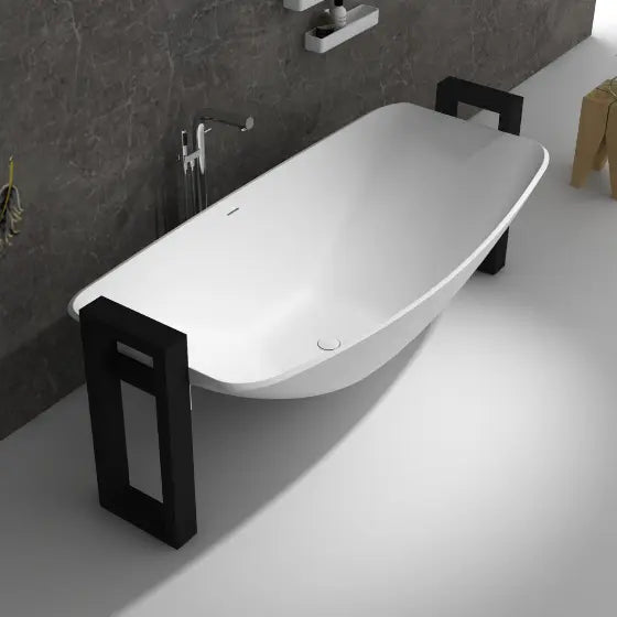 Alabaster Haven Mark II Hammock Bath with Steel Frame Support Solid Surface The Hammock Bath Company