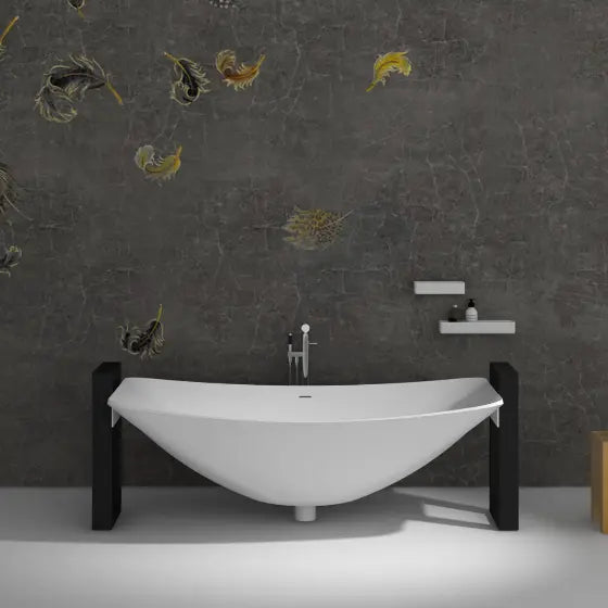 Alabaster Haven Mark II Hammock Bath with Steel Frame Support Solid Surface The Hammock Bath Company