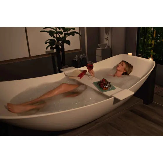 Alabaster Haven Mark II Hammock Bath with Steel Frame Support Solid Surface The Hammock Bath Company