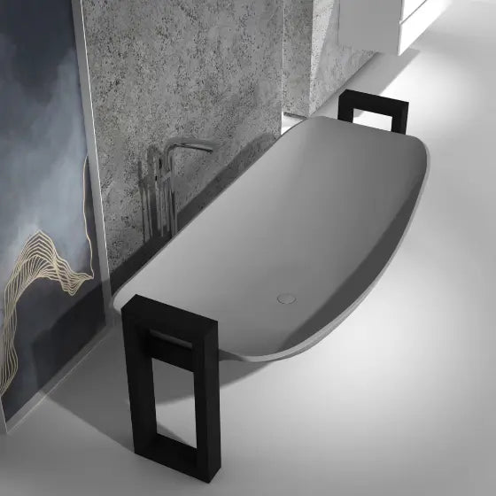Dove Haven Mark II Hammock solid surface Bath with Steel Frame Support The Hammock Bath Company