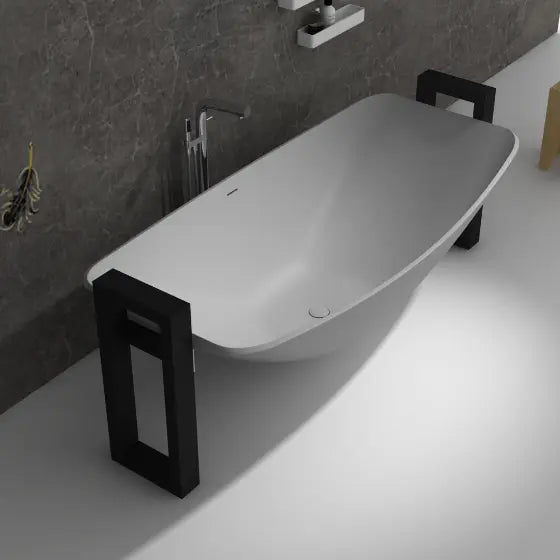 Dove Haven Mark II Hammock solid surface Bath with Steel Frame Support The Hammock Bath Company