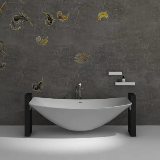 Dove Haven Mark II Hammock solid surface Bath with Steel Frame Support The Hammock Bath Company