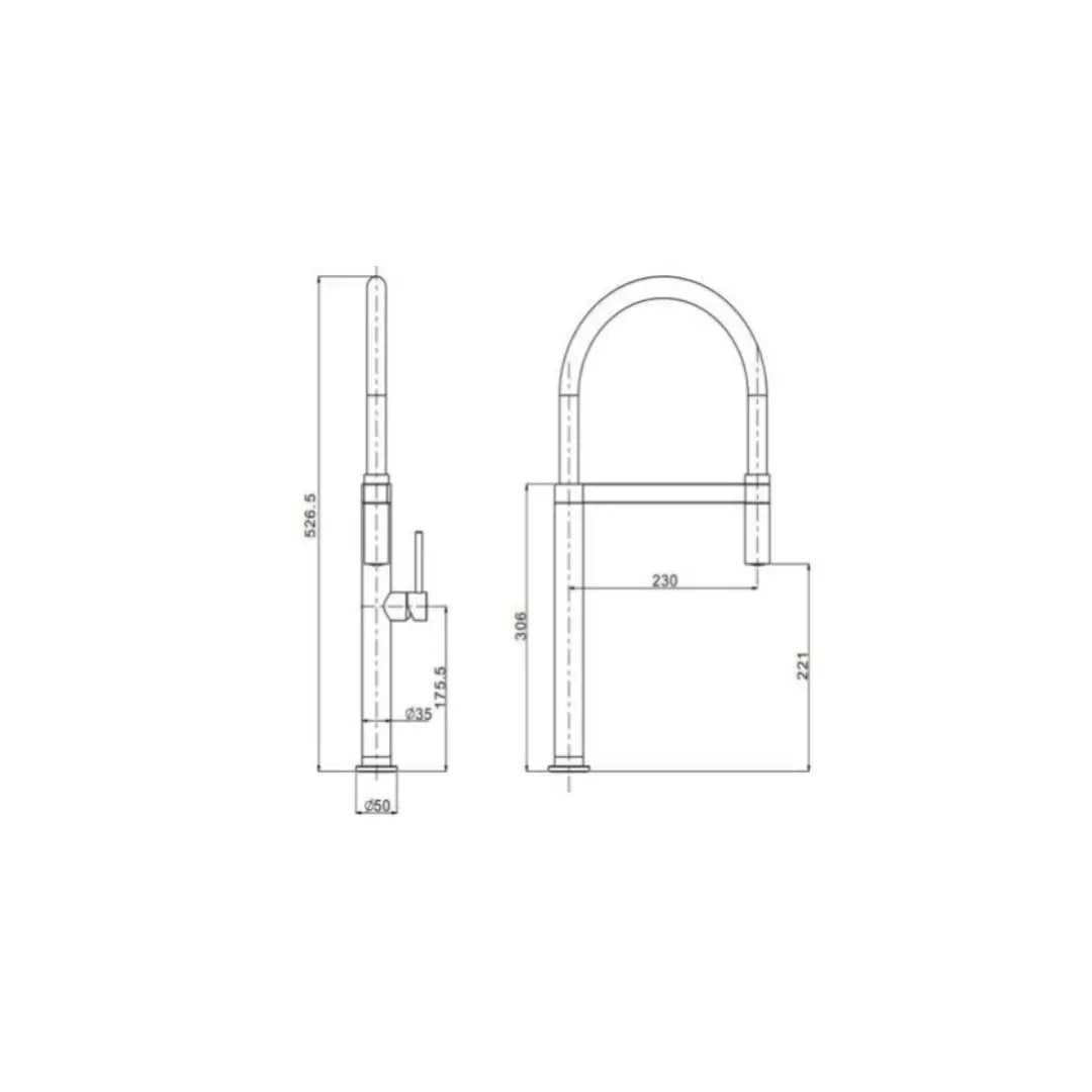 Mojo Stainless Steel Pull-Out Kitchen Mixer BUK