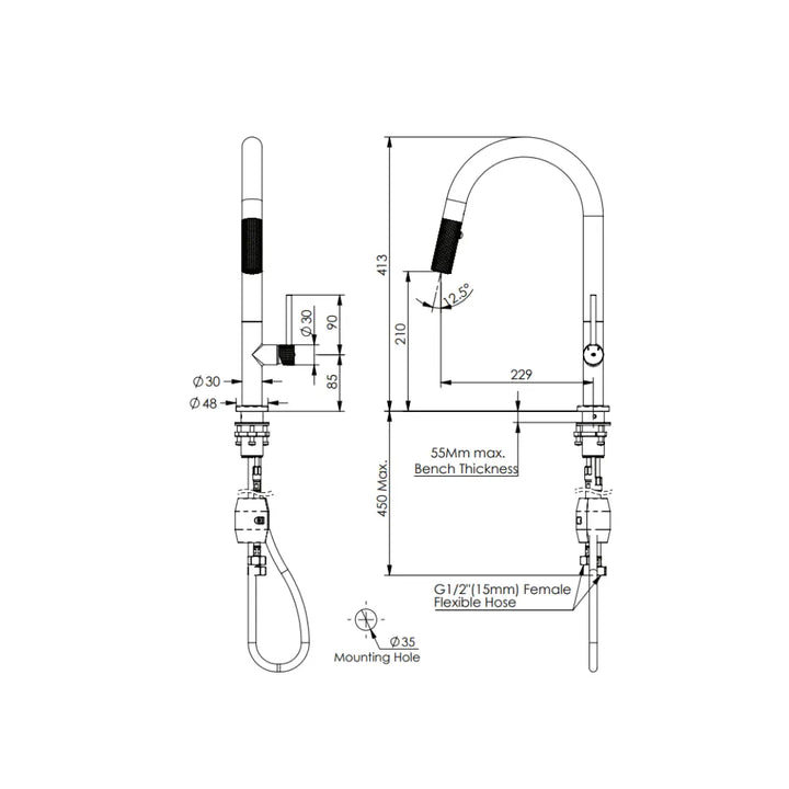 Tesora Pull Down Sink Mixer Greens