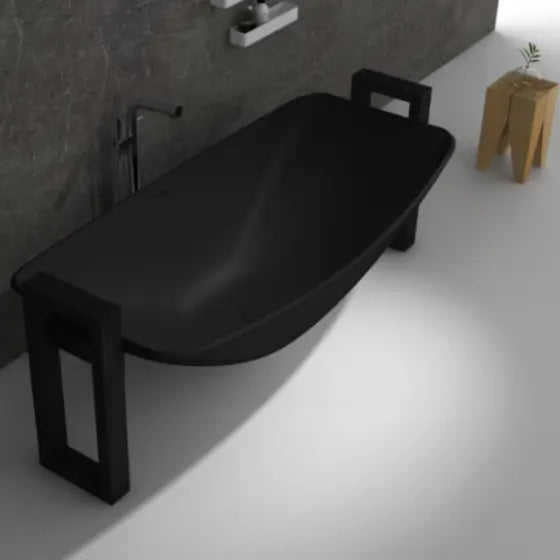 Ebony Haven Mark II Hammock solid surface Bath with Steel Frame Support The Hammock Bath Company