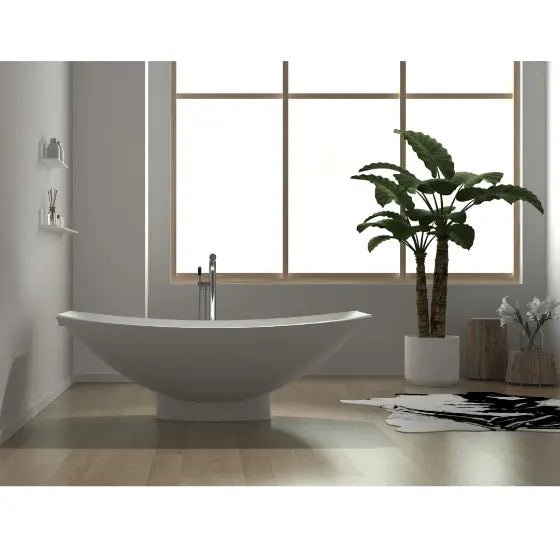 Alabaster Mirage MARK II Freestanding Pedestal Hammock Bath Solid Surface The Hammock Bath Company