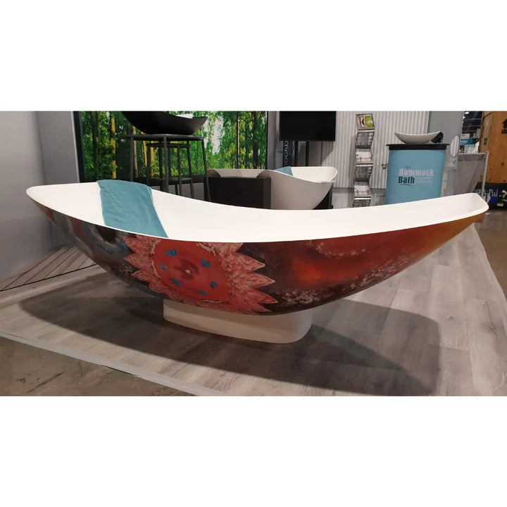 Flower Mirage MARK II Freestanding solid surface Pedestal Hammock Bath The Hammock Bath Company