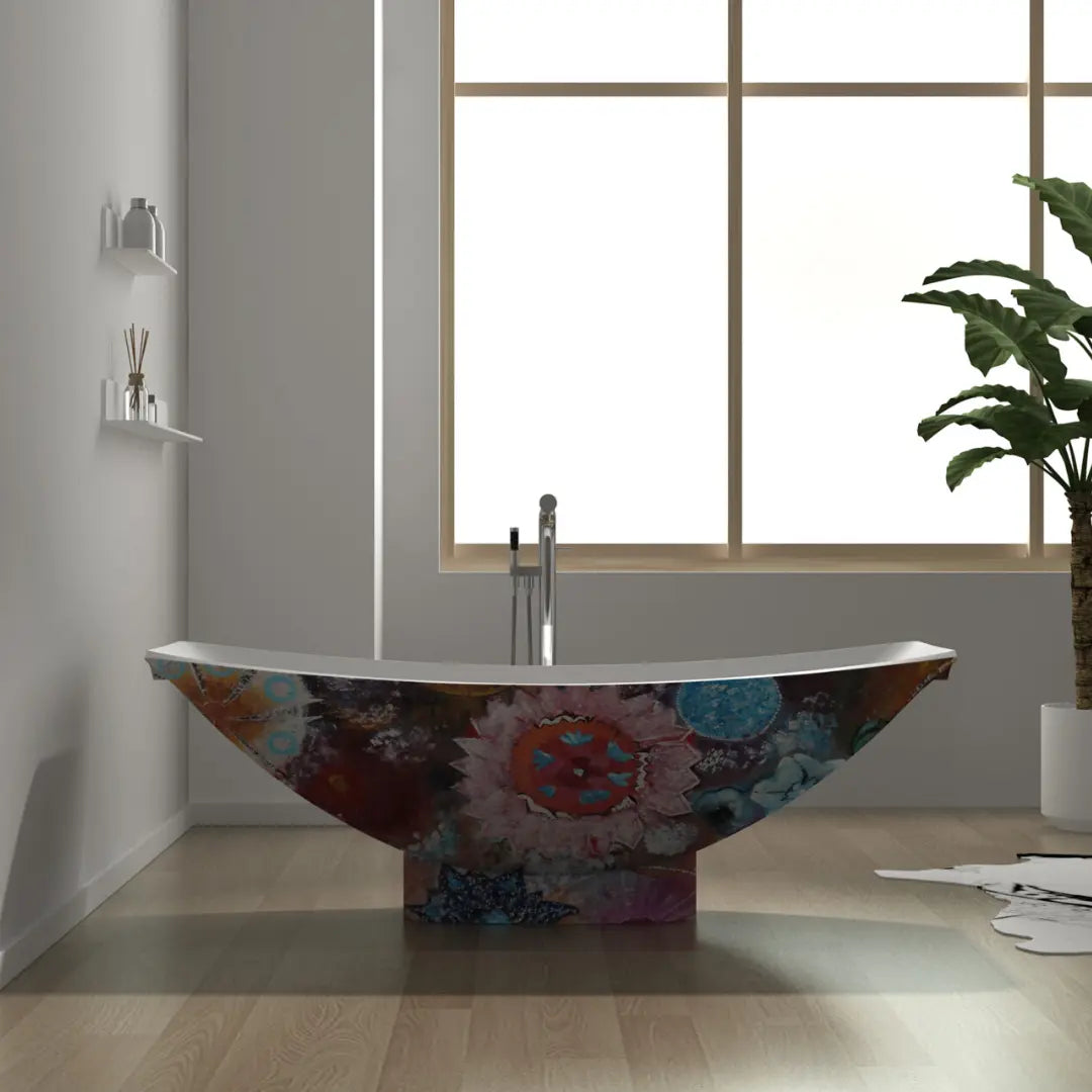 Flower Mirage MARK II Freestanding solid surface Pedestal Hammock Bath The Hammock Bath Company