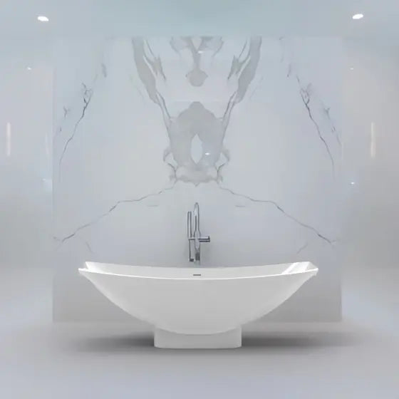 Alabaster Mirage MARK II Freestanding Pedestal Hammock Bath Solid Surface The Hammock Bath Company