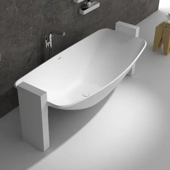 Alabaster Oasis Mark II Floating Wall Suspended Hammock Bath Solid Surface The Hammock Bath Company