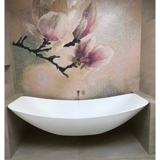 Alabaster Oasis Mark II Floating Wall Suspended Hammock Bath Solid Surface The Hammock Bath Company
