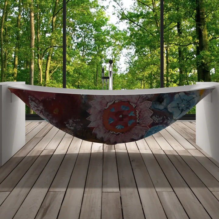 Flower Oasis Mark II Floating Wall Suspended solid surface Hammock Bath The Hammock Bath Company