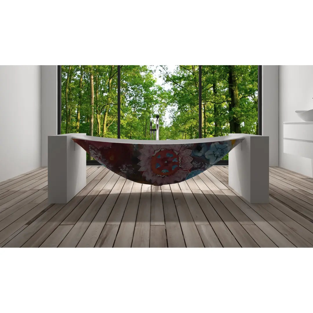 Flower Oasis Mark II Floating Wall Suspended solid surface Hammock Bath The Hammock Bath Company