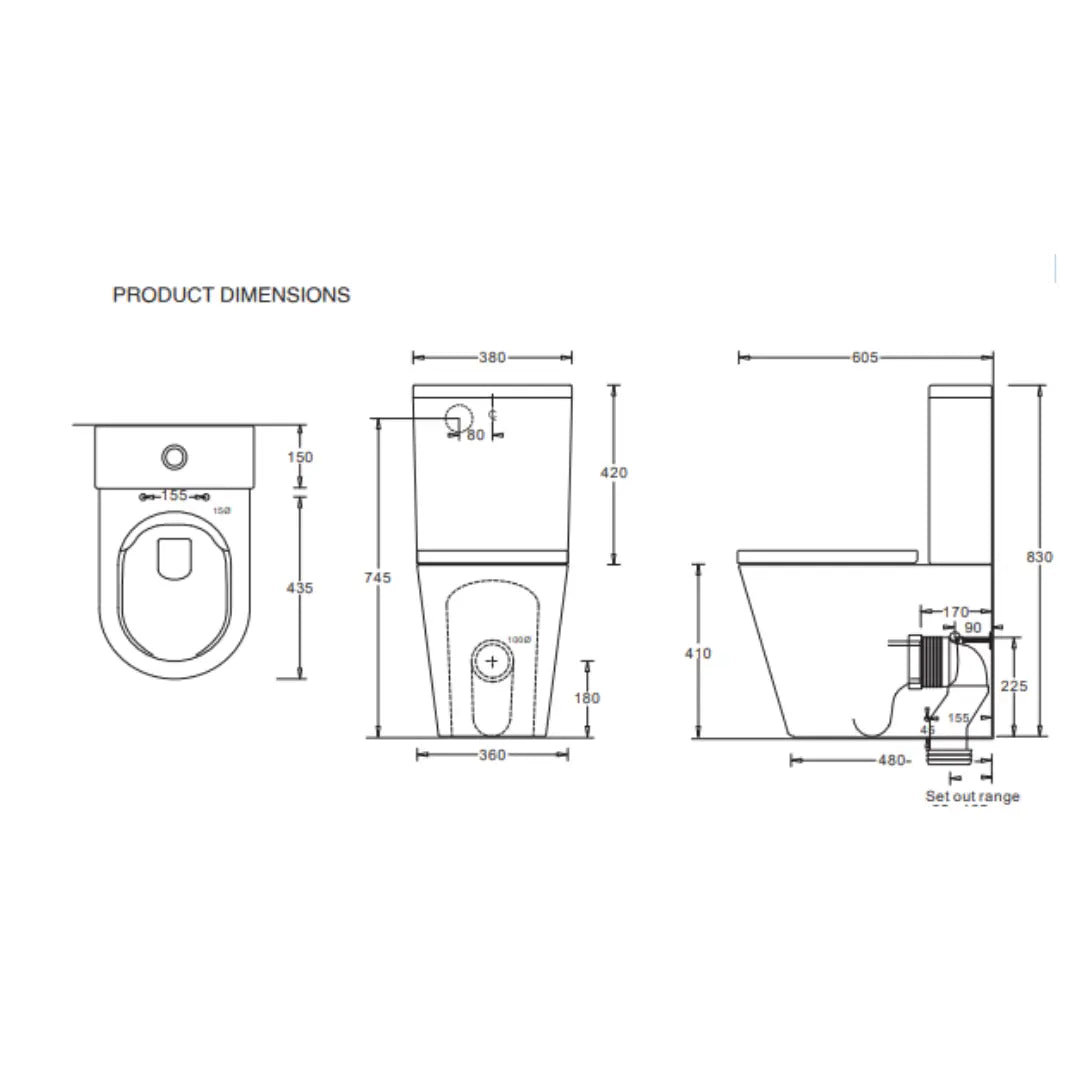 Venezia Closed Coupled Back To Wall Rimless Compact Toilet Suite With Seat (on display) Johnson Suisse
