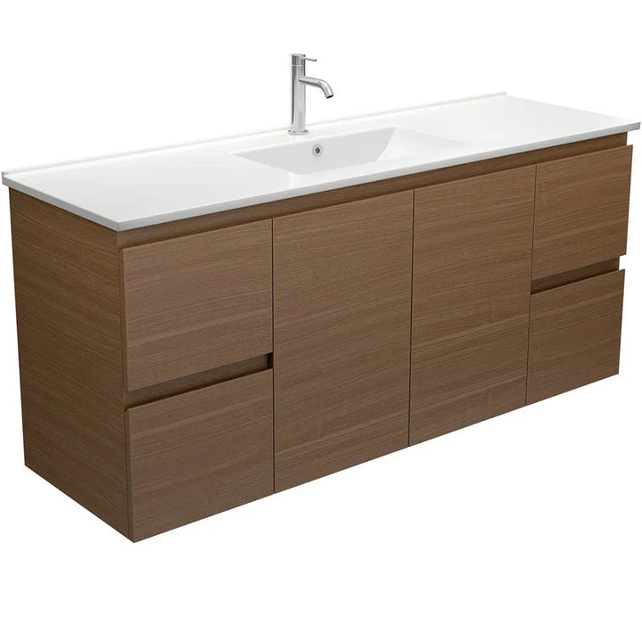 Dolce Edge Walnut Vanity - Wall Hung or Freestanding Fienza