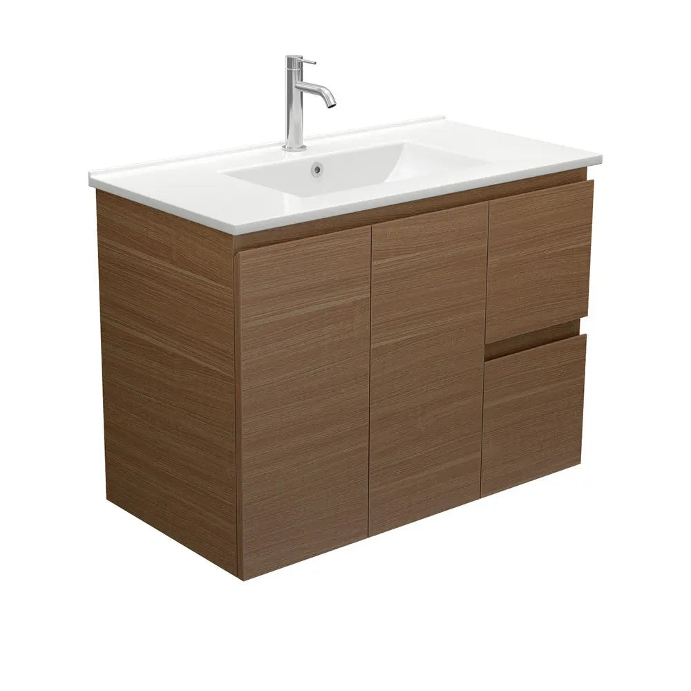 Dolce Edge Walnut Vanity - Wall Hung or Freestanding Fienza