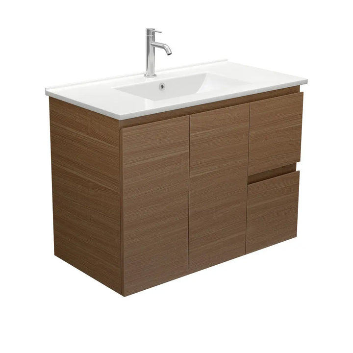 Dolce Edge Walnut Vanity - Wall Hung or Freestanding Fienza