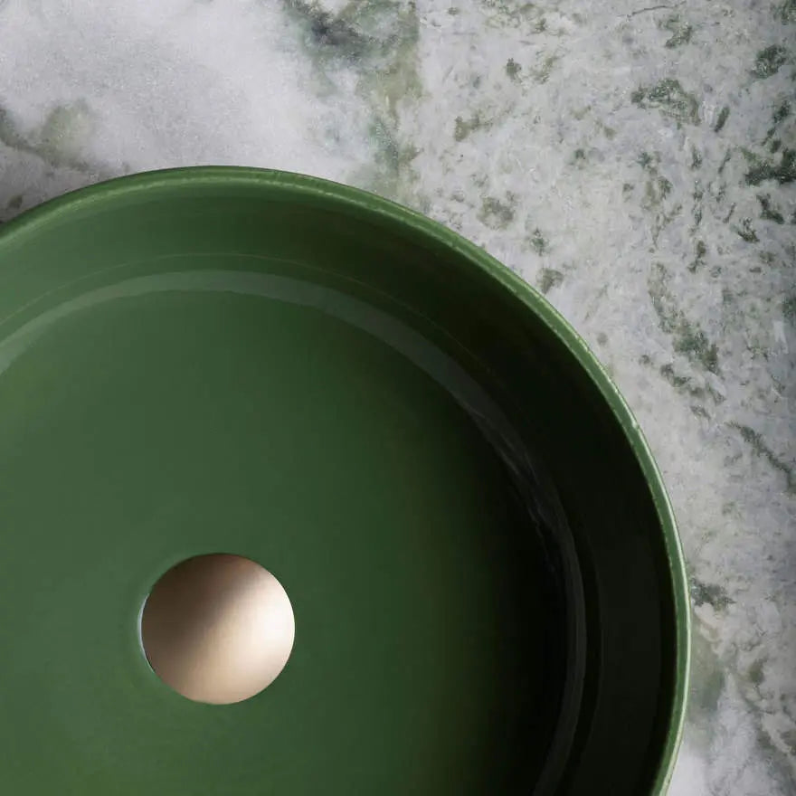Terzofoco Natural Earth and Sage Green Curved Counter Top Basin Oliveri
